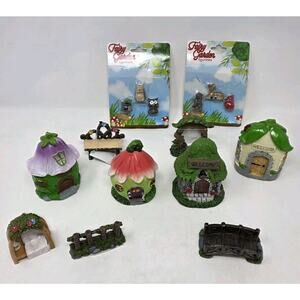 Fairy Garden Figurines Miniature Toy Figures Lot Of 18 Pieces Houses
